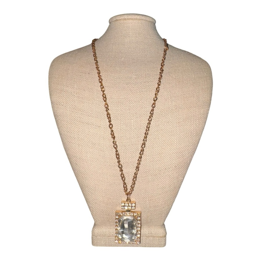 Large Clear Crystal Statement Perfume Bottle Pend… - image 1